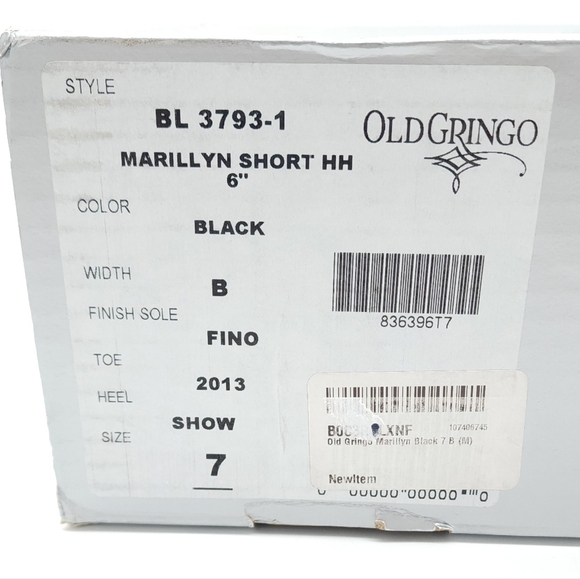 Old Gringo Marillyn Short 6 Inch Black Heeled Boot Women's Size 7 B - Picture 13 of 15